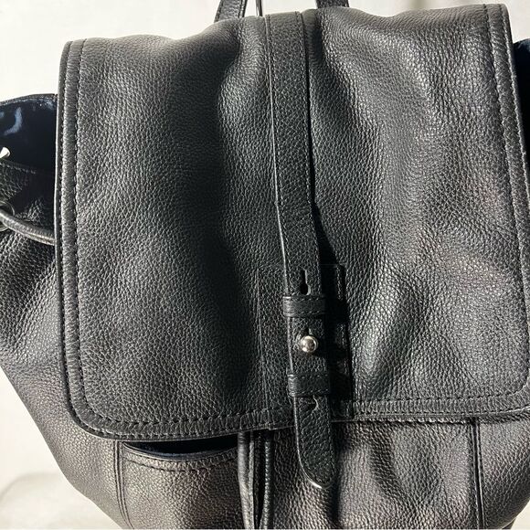 Cole Haan Black Pebbled Leather Backpack - Picture 2 of 16